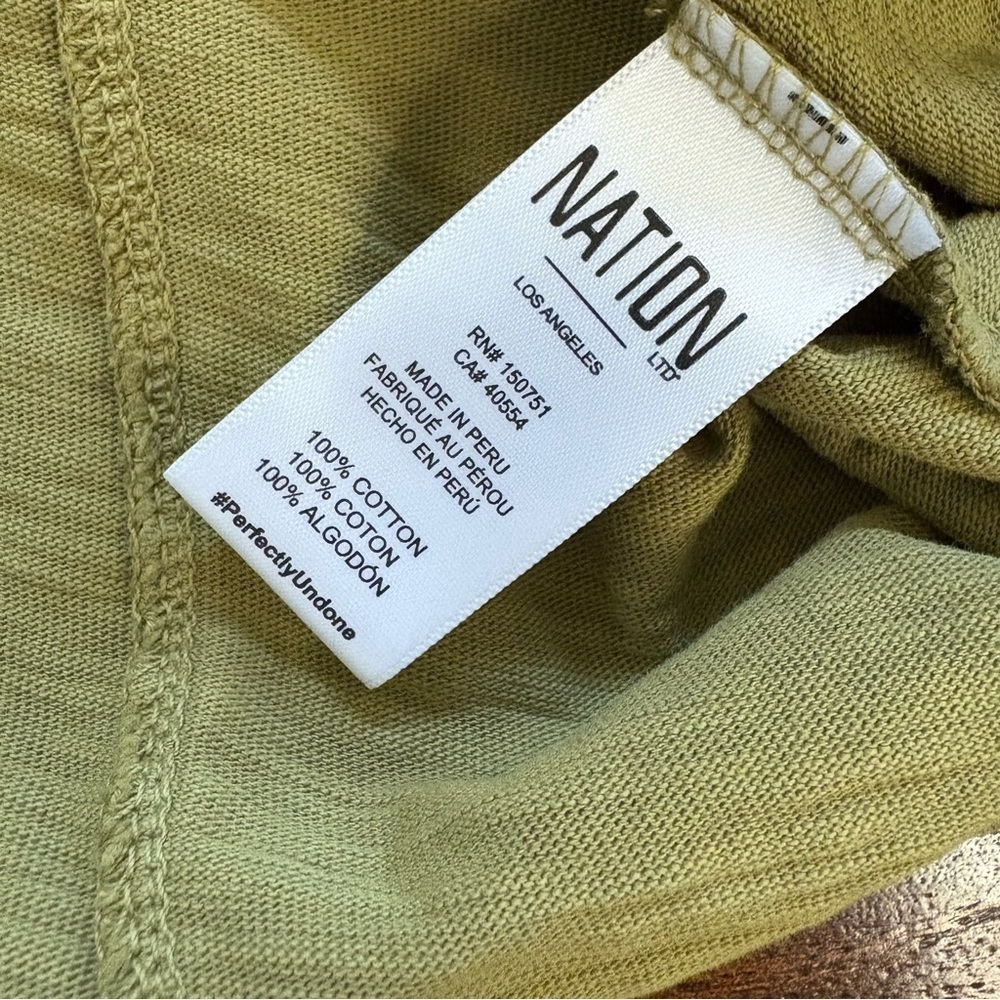 Nation LTD Archer Ruffle Sleeve Top Button Down Sleeveless Shirt Olive Green M - Picture 6 of 12